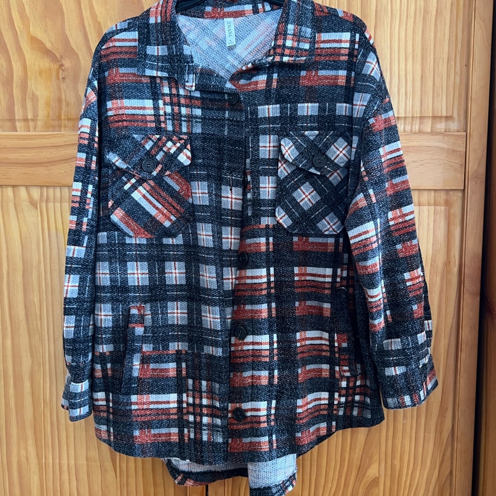Plaid Button-Up Shirt Jacket